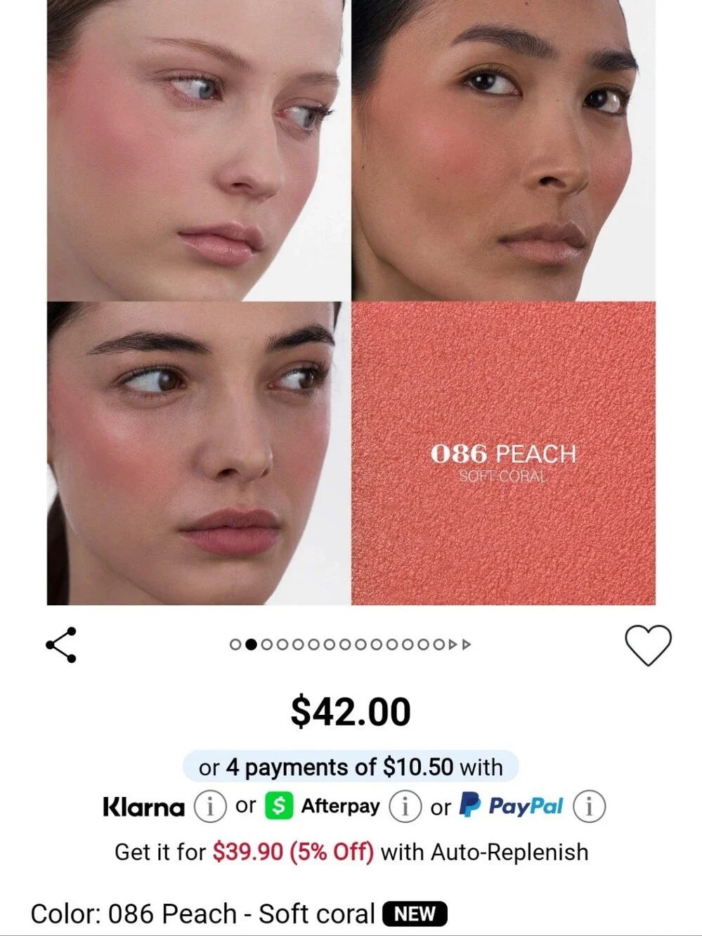 NIB PRADA TOUCH CREAM TO POWDER SOFT BLUR LONG WEAR BLUSH IN PEACH